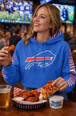Zubaz NFL BUFFALO BILLS Zebra Team Logo Crop Top Hoodie Size L NEW TAGS
