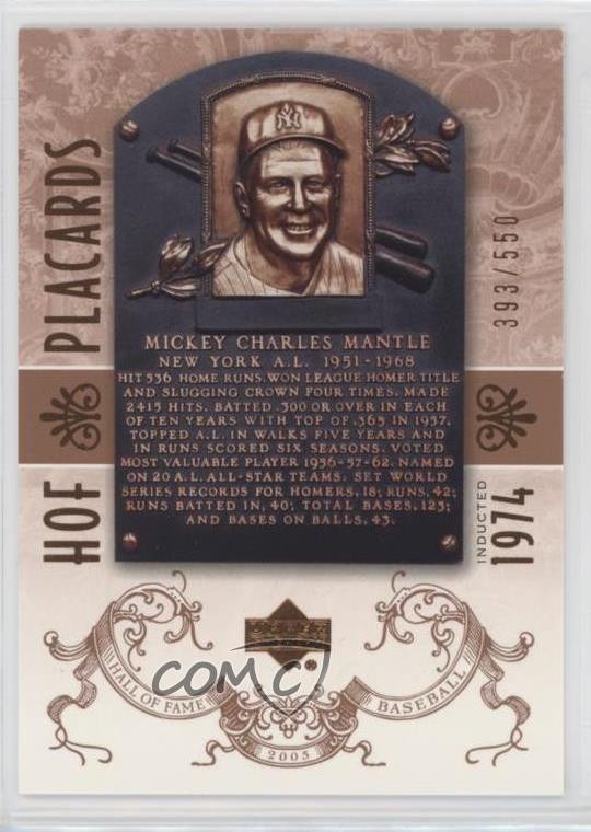 2005 Upper Deck Hall of Fame 393/550 Mickey Mantle #92 HOF 5w0