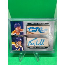 MARCEL DIONNE & BERNIE NICHOLLS #/5 SSP DUAL GAME USED 2021 UD THE CUP AUTOGRAPH