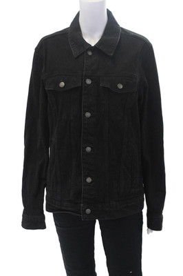 Pull & Bear Womens Button Front Long Sleeve Collared Jean Jacket Gray Medium