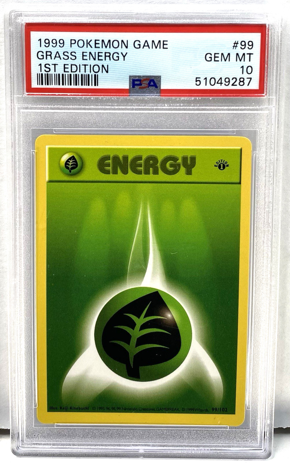 1999 Pokemon Card Base Set Shadowless 1st Edition Grass Energy #99 PSA 10 Eng