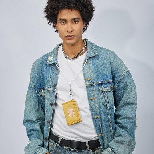 Durable Mustard Yellow Kids Trifold Wallet with Neck Lanyard - Fun & Functional - Picture 4 of 10