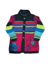 Catamini Girls Floral Embroidered Cardigan Sweater Gilet Sz 7 France