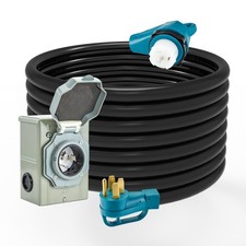 50 Amp Generator Power Cord and Power Inlet Box Waterproof Combo Kit, 125V/25...