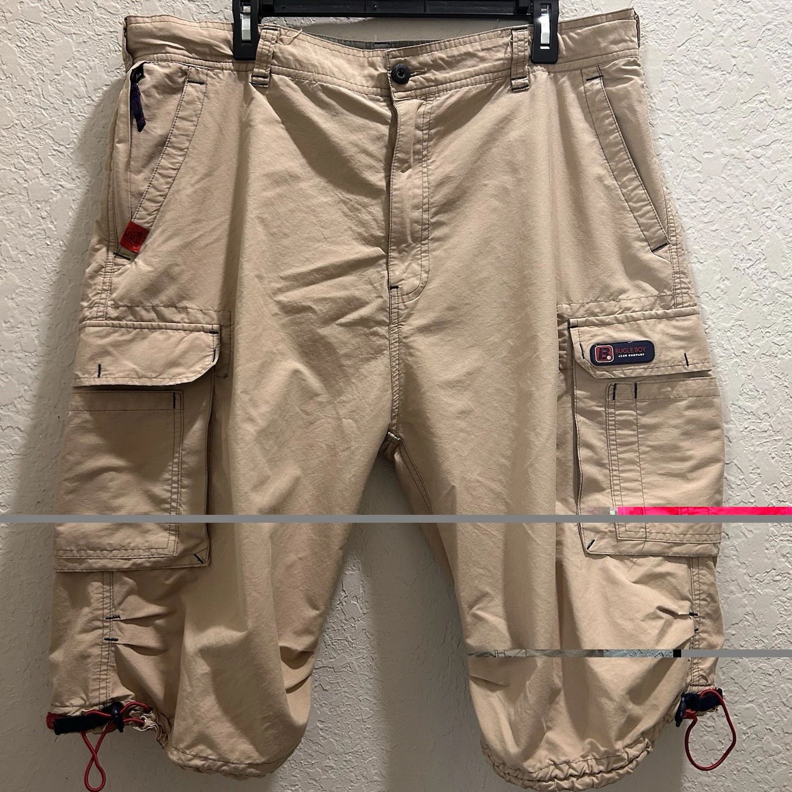 Vintage Bugle Boy Paratrooper Cargo Shorts Khaki Size 40