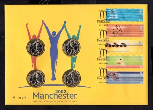 GB - 2002 Manchester Commonwealth Games 4 x £2 Coin Royal Mail PNC Cover