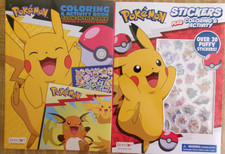 2 Pokemon Sticker / Activity / Coloring Books w Glow n Dark Poster NEW