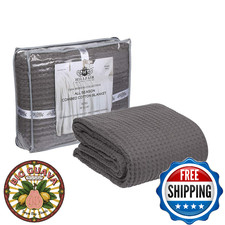 HILLFAIR 100 Combed Cotton Blanket  Twin XL Size Bed Blankets  Warm Soft All Se