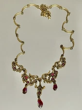 VTG Avon Czech & Victorian Revival Retro Style Lavalier  Necklace Crystal Glass