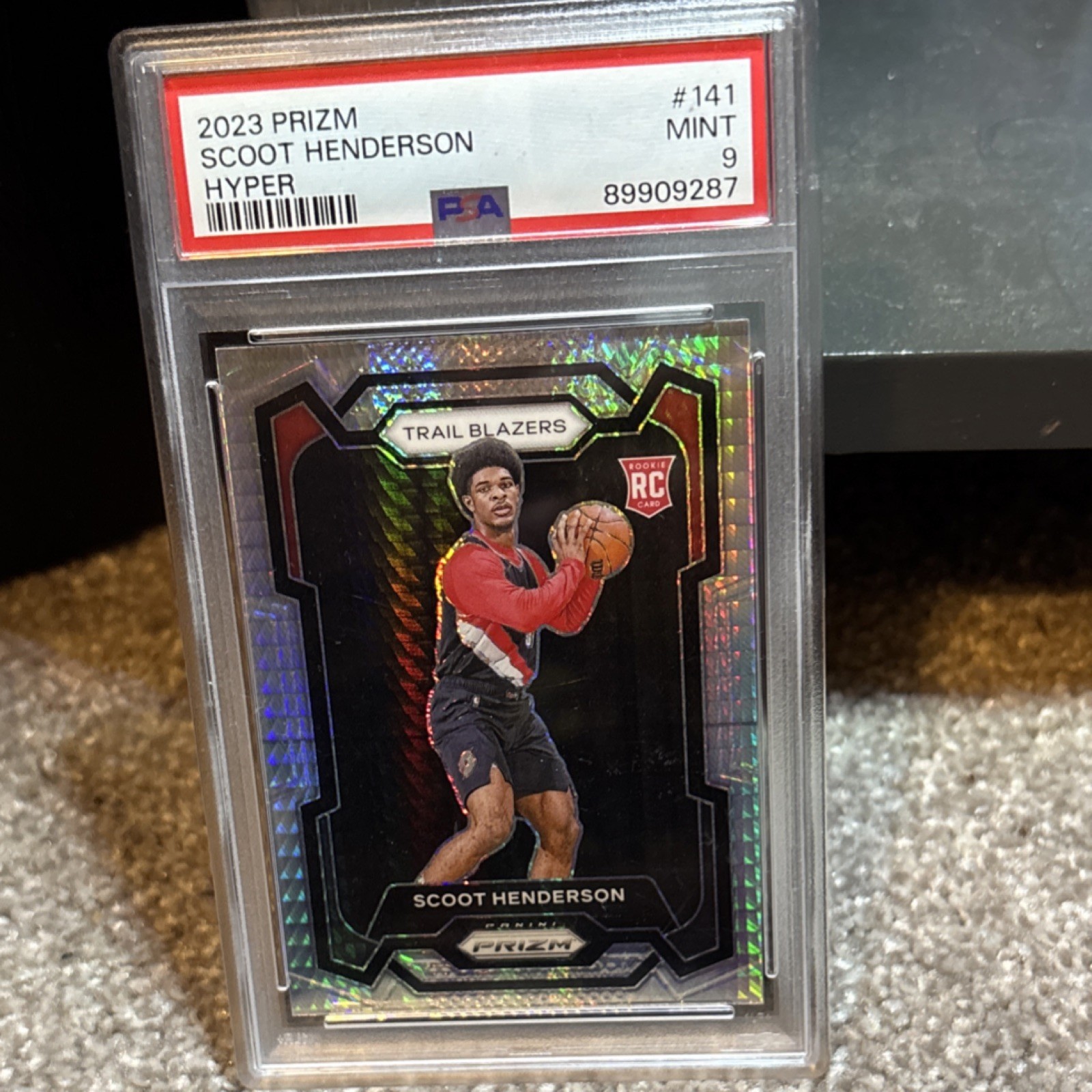 Panini Prizm 2023-24 Scoot Henderson Hyper Prizm #141 PSA 9 Trail Blazers Rookie