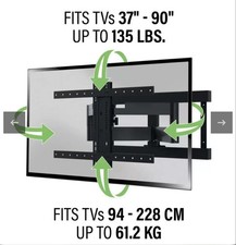 Sanus Preferred 37-90 Inch Full Motion Large TV Wall Mount, SLF428-B2