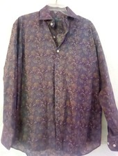 Alan Flusser XL Long Sleeve Paisley Dark Purple Shirt Read Description