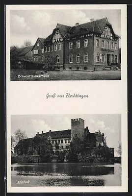 Flechtingen, Gasthaus Eckardt, Schloss, Ansichtskarte 