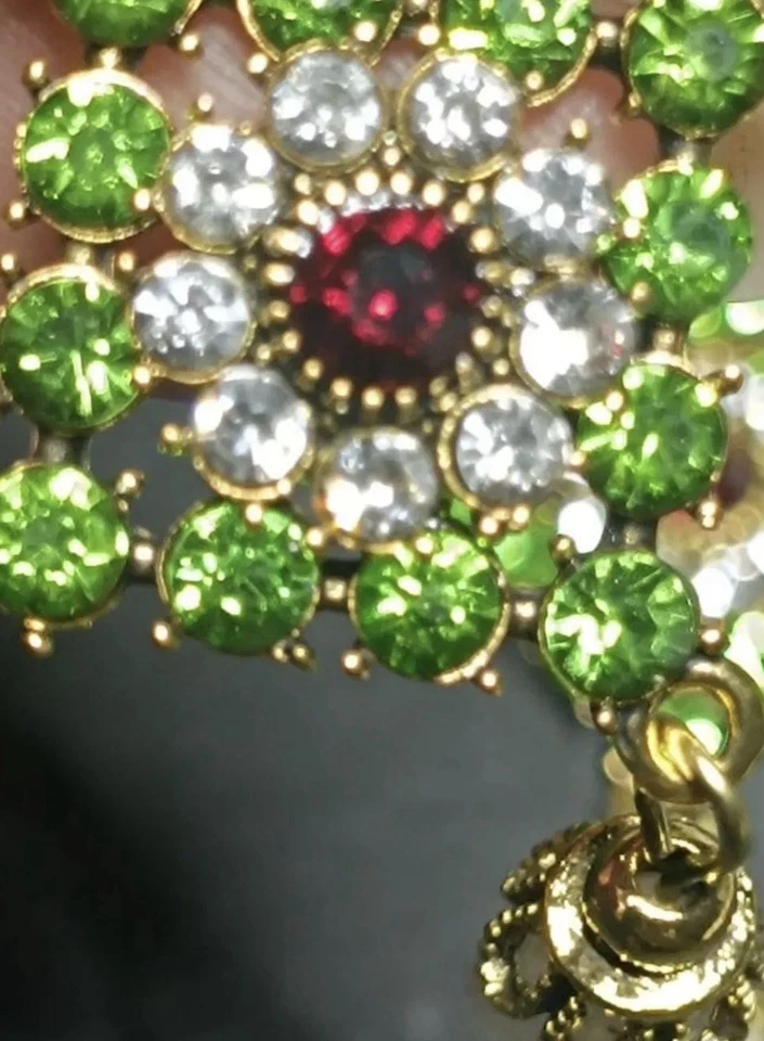 Pendientes de perlas de museo cristal geométrico circonita cúbica de colección verde palacio oro renacimiento retro Foto 4 de 4