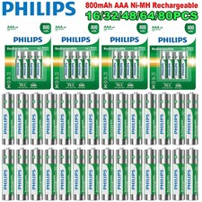 Lot Original Philips Rechargeable AAA Batteries 800mAh 1.2V Ni-MH 3A Battery
