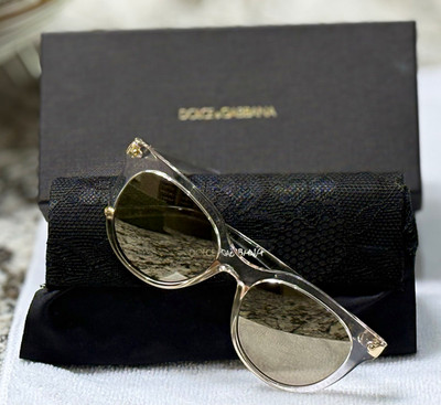 Dolce & Gabbana DG6117 Crystal Sunglasses 3133/5A Brown Gold Lens w/ C