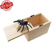 Wooden Prank Spider Scare Box Hidden in Case Trick Play Joke Scarebox Gag Toy