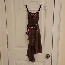 A Wish Come True 24283 Brown Sequin Girls Dance Recital Costume Dress Medium