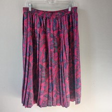 Alfred Dunner Women's Size 16 Vintage 1980's Pleated Midi Skirt Colorful Pink