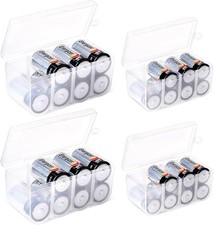 GlossyEnd Set of 4 - Two C and D Battery Storage Box, C - D, Clear