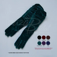 Gathered Stretch Velvet Gloves - Various Colors