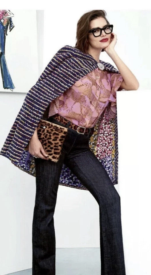 Blusa Cabi Talla XS Minx #5711 Rosa Lila Guepardo Leopardo Antes $99 -G1 Foto 3 de 4