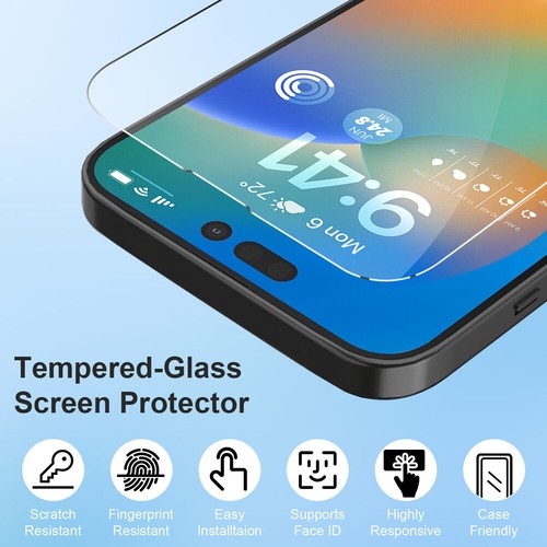 4X Full Coverage HD Tempered Glass Screen Protector For iPhone 14 Pro Max 14 Max - Photo 4 sur 26