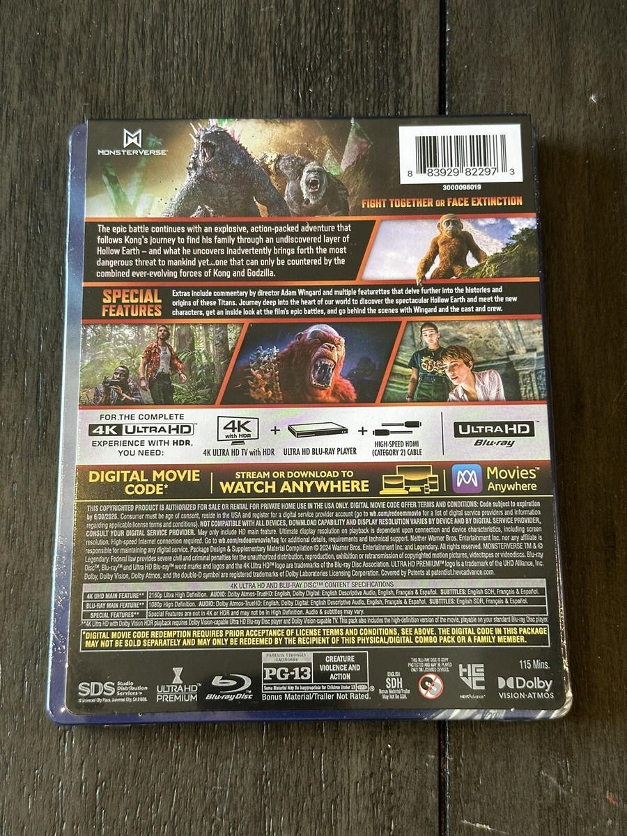 Godzilla X Kong: The New Empire (4K Ultra HD) + (Blu-ray): : Hall, Rebecca, Henry, Brian Tyree, Hottle, Kaylee, Ferns, Alex, Stevens, Dan