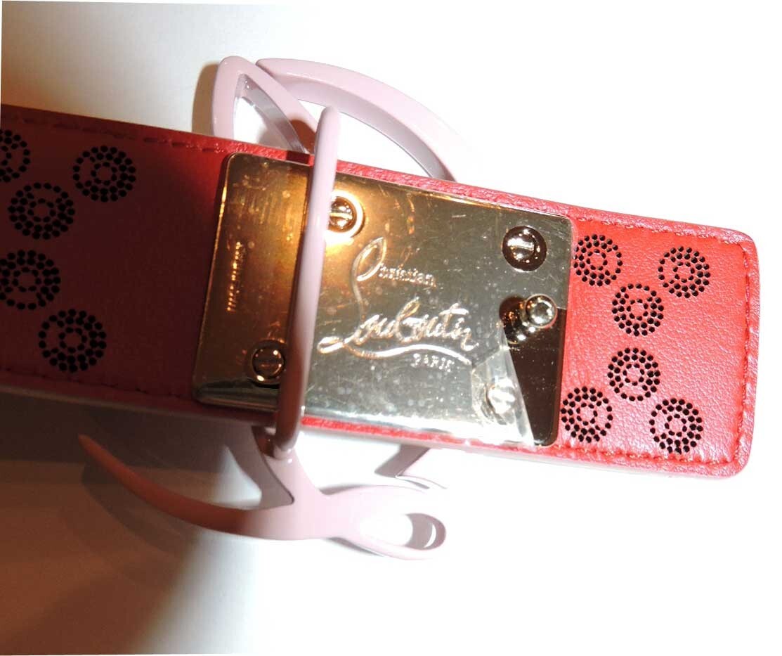 Christian Louboutin Belt Logo Buckle Pink Leather  display picture 1