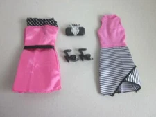 2 Barbie Dresses Purse and Shoes