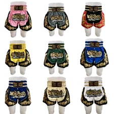 Shorts Kids Muay Thai Boxing Boxer Kickboxing Two Tone Fitness Gym Satin Fabric