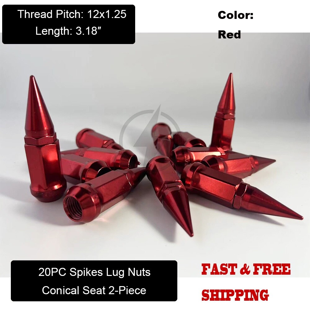 20Pc Red 2-Pc Spike Lug Nuts 12x1.25 For Subaru BRZ Impreza WRX