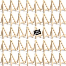 60 Pack 5 Inch Mini Wood Display Easel Artist Small Wooden Easel Stand Art...