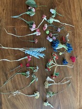Large Lot Vintage Wire Stem Flocked Millinery Flowers