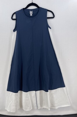 Wynne Layers Womens Midi Dress Sleeveless Color Block Blue White Lagenlook  XS | eBay