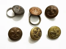 6 Antique Metal Boy Scout Uniform Buttons Eisner 5/8" Copper Brass Be Prepared