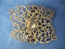 Antique Sterling Silver Filigree Belt Buckle Gold Washed