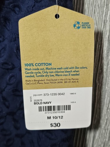 Thereabouts Little & Big Girls Square Neck Short Sleeve Blouse, Navy, M 10-12 - Afbeelding 5 van 6
