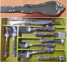 102pc Supreme Cutlery ROMANCE Stainless 8pc Service for 12 Knives Forks Spoons +