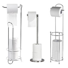 FREE STANDING CHROME TOILET PAPER LOO ROLL STORAGE HOLDER FRAME BATHROOM SHELF