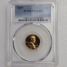 1957 Lincoln Wheat Cent 1c Pcgs Pr66rd Lot 2326