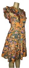 BEULAH Floral Orange Midi Dress Women Size S Botanica Cottage Core Twee Boho NWT