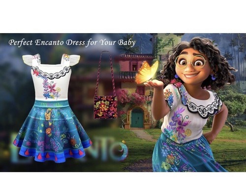 Girls Encanto Mirabel Costume Cosplay Princess Party Isabella Dress Outfits 6-7Y - Picture 4 of 6