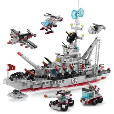 Build A Brick Militärfregatte - 554 Teile | Marineschiffsmodell