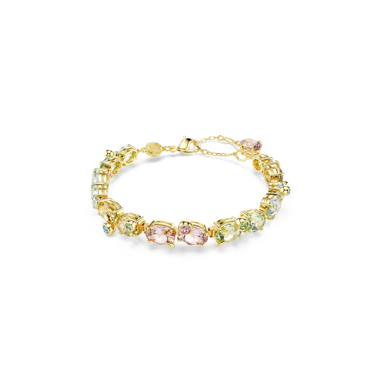 Swarovski Gema Tennis Bracelet Mixed Cuts Multicolored Gold-Tone