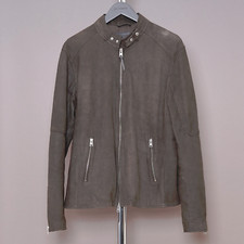 ALL SAINTS Suede Leather Jacket Mens XXL Brown CORA Biker Bomber Celebrity 2XL