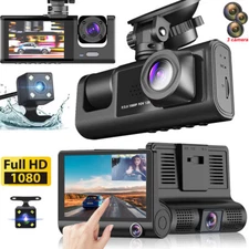 Camara De Seguridad Para Carro Auto 3 lenses Dash Cam Delantero/Trasero/Interior