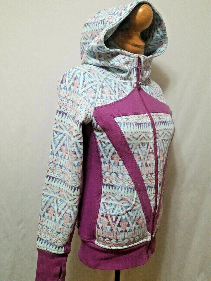 Sudadera con capucha de buceo Ivivva cremallera completa rosa y azul agujeros para los pulgares niñas talla 14 en muy buena condición Foto 2 de 4