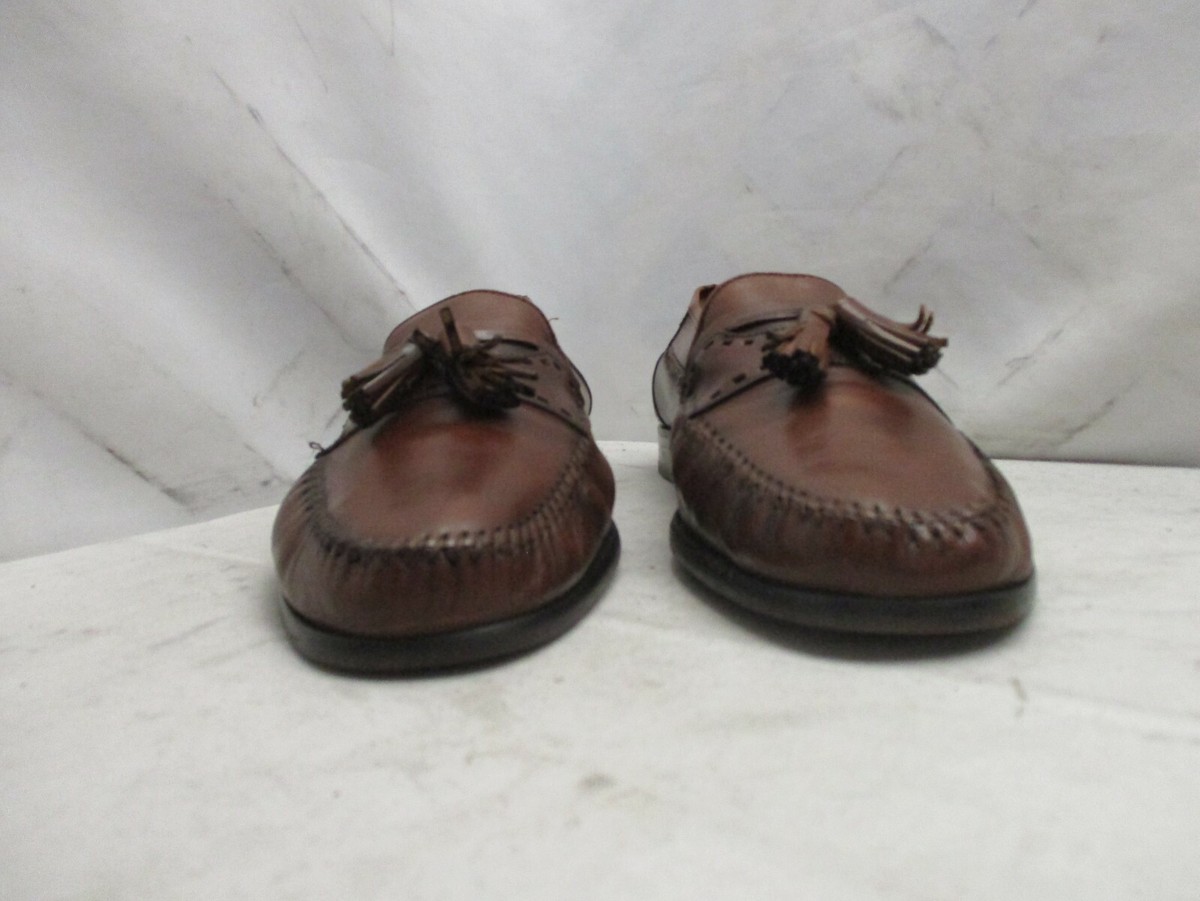 Sandro Moscoloni Angelo AMB Leather Tassel Loafer Men Sz 8.5 Brown Made In Spain Sandro Moscoloni Leather Slip On Tassel Loafers, Men Sz 9.5  main image 3