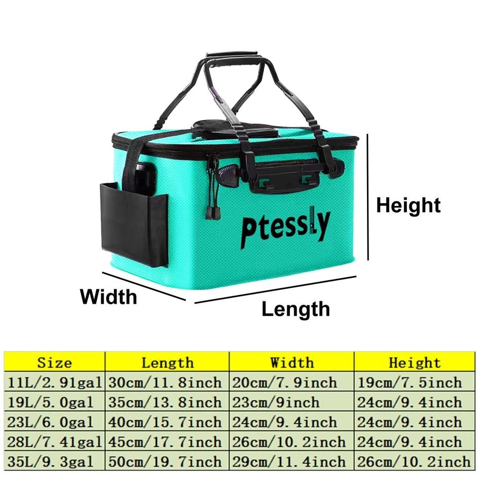Bolsa de aparejos de pesca EVA ultra compacta - plegable rápido, impermeable cubo de peces vivos Foto 4 de 4